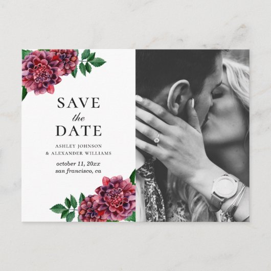 Waterverf bordeaux. Maroon Sla de datum op Briefkaart (Voorkant)