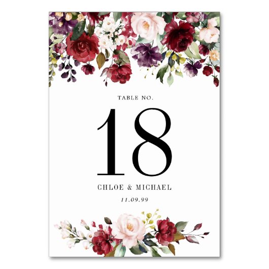 Waterverf bordeaux rood roze gepersonaliseerd kaart (Voorkant)