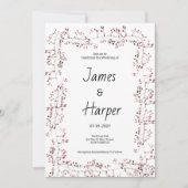 Waterverf bordeaux roze bloemenblad Bruiloft Kaart (Voorkant)