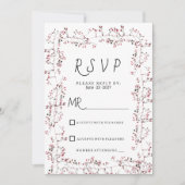 Waterverf bordeaux roze bloemenblad RSVP Kaart (Voorkant)