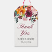 Waterverf bordeaux roze bruiloft dank u cadeaulabel (Voorkant)