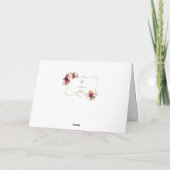 Waterverf bordeaux saffraan bloemen goud doop bedankkaart (Achterkant)