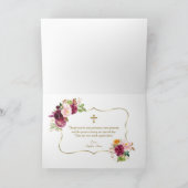 Waterverf bordeaux saffraan bloemen goud doop bedankkaart (Binnen)