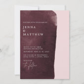 waterverf bordeaux wassen moderne bruiloft kaart (Voorkant)