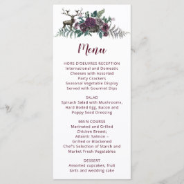Waterverf bordeauxrode grijze bloemen met hert menu