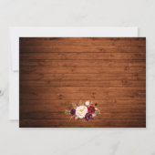 Waterverf bordeauxrood bloemmotief hout 3 foto save the date (Achterkant)