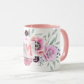 Waterverf bordeauxroze bloemen mok (Voorkant rechts)