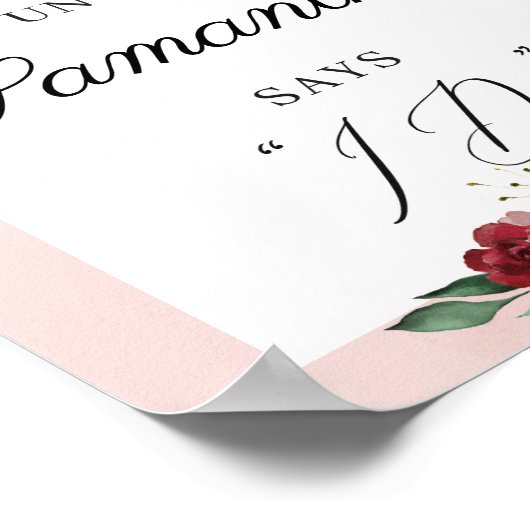 Waterverf bordeauxroze roze countdown bord poster (Hoek)