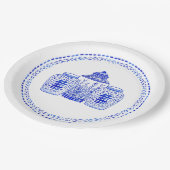 Waterverf Borden blauw en wit gember Papieren Bordje (Gekanteld)