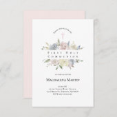 waterverf borden bloemen Eerste Communie Kaart (Voorkant / Achterkant)