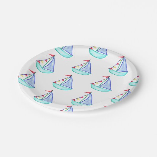 Waterverf Borden voor zeilboten Papieren Bordje (Gekanteld)