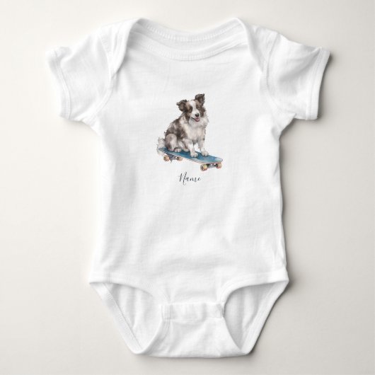 Waterverf Border Collie Baby Body Romper (Voorkant)