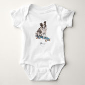 Waterverf Border Collie Baby Bodysuit (Voorkant)