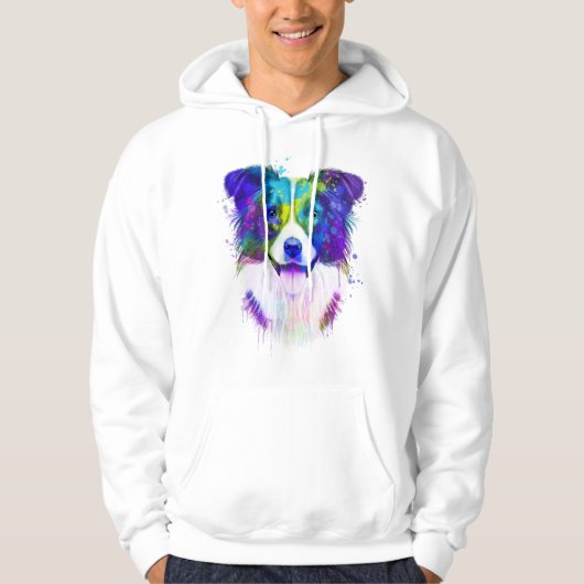 Waterverf Border Collie, Border Collie Hoodie (Voorkant)