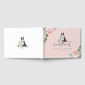 Waterverf Border Collie Dog & Floral Pink Rose Gastenboek (Volledig)