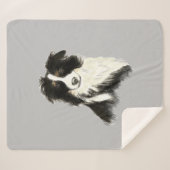 Waterverf Border Collie Dog Pet Animal Custom Sherpa Deken (Voorkant (horizontaal))