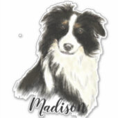 Waterverf Border Collie Dog Pet Animal Natuur Art Sticker (Voorkant)