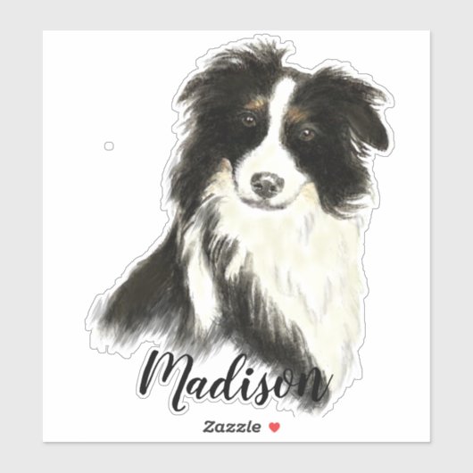 Waterverf Border Collie Dog Pet Animal Natuur Art Sticker (Vel)