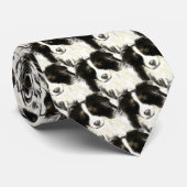 Waterverf Border Collie, Dog, Pet, Animal Stropdas (Opgerold)