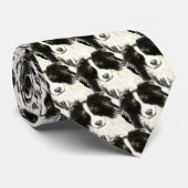 Waterverf Border Collie, Dog, Pet, Animal Stropdas (Opgerold)