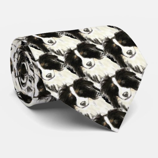 Waterverf Border Collie, Dog, Pet, Animal Stropdas (Opgerold)