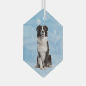 Waterverf Border Collie Dog Pet Glas Ornament (Voorkant Rechts)