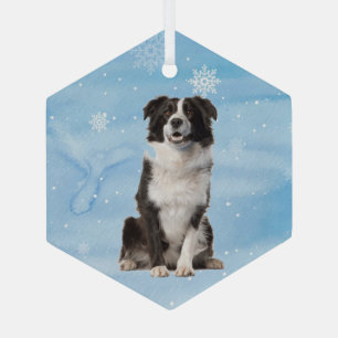 Waterverf Border Collie Dog Pet Glas Ornament