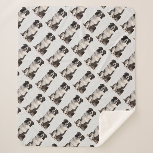 Waterverf Border Collie Dog Pet Sherpa Blanket Sherpa Deken (Voorkant)