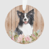 Waterverf Border Collie & Flowers Ornament (voorkant)