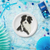 Waterverf Border Collie hond Dier Papieren Bordje (Feest)