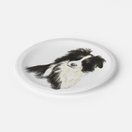 Waterverf Border Collie hond Dier Papieren Bordje (Gekanteld)