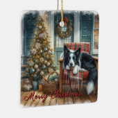 Waterverf Border Collie Kersthond Keramisch Ornament (Rechts)