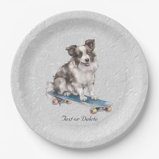 Waterverf Border Collie Papier Bord (Voorkant)