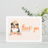 Waterverf Border Collie Peach Flowers Verjaardag