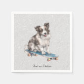 Waterverf Border Collie servetten (Voorkant)