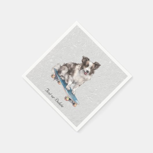 Waterverf Border Collie servetten (Hoek)