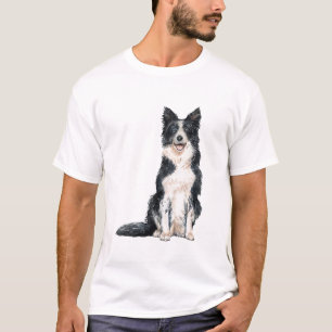 Waterverf Border Collie voor hondenbezitters met l T-shirt