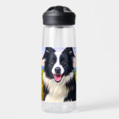 Waterverf Border Collie Waterfles (Voorkant)