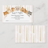 Waterverf Borstel- en bosbaby-dieren luierspoeling Informatiekaartje (Voorkant / Achterkant)