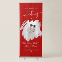 Waterverf borstel lijn bruiloft welkom rood