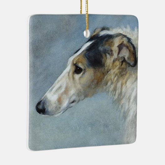 Waterverf Borzoi kerstversiering Keramisch Ornament (Rechts)