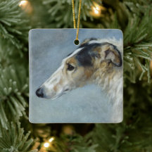 Waterverf Borzoi kerstversiering