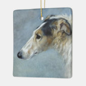 Waterverf Borzoi kerstversiering Keramisch Ornament (Links)