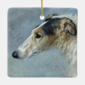 Waterverf Borzoi kerstversiering Keramisch Ornament (Achterkant)