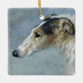 Waterverf Borzoi kerstversiering Keramisch Ornament (Voorkant)