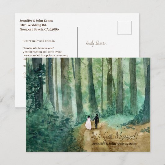 Waterverf-bos Aankondigingskaart (Voorkant / Achterkant)