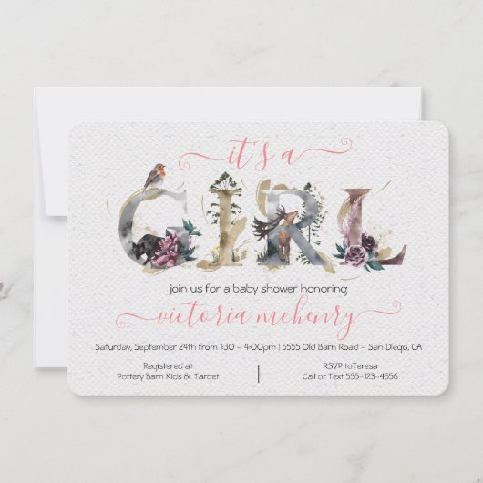 Waterverf bos Baby shower Kaart (Voorkant)