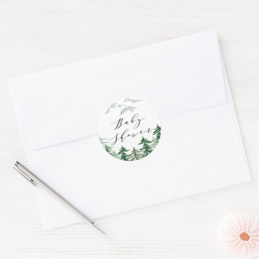 Waterverf Bos Baby Shower Sticker (Envelop)