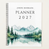 Waterverf Bos Bergen & Meer Groen & Blauw Planner (Voorkant)