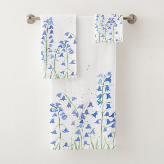 Waterverf bos Blauwbloemen Blauwe Bloemen Bad Handdoek (Insitu)